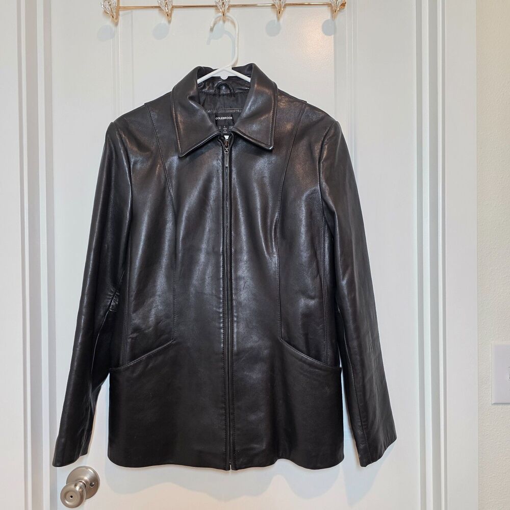 VTG Colebrook Leather Jacket Womens L 90s Matrix Buffy Elevated Minimalist